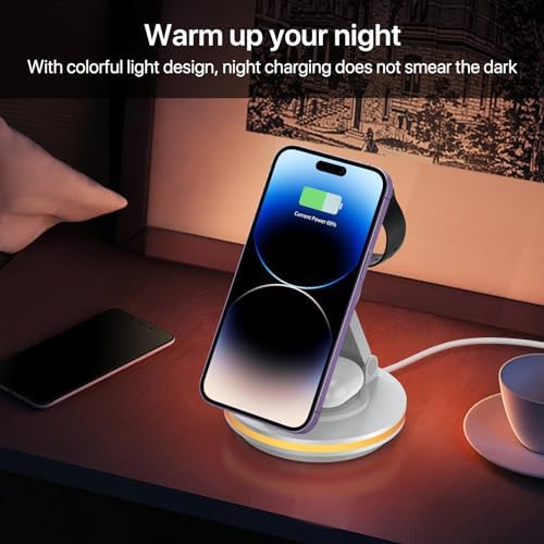 Ultimate 3-in-1 Foldable Charging Station for i Phone, Apple Watch & Air Pods – Magnetic Wireless Charger with Fast Charging for i Phone 11-16 Series, Pro Max Compatibility, Sleek Portable Design for Home & Travel