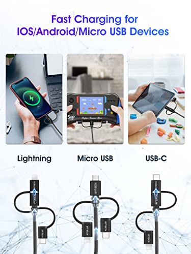Revolutionize Your Charging Experience with the Apple MFi Certified 3-in-1 Multi Charger Cable – Lightning, Type-C, and Micro Connectors for Seamless Compatibility with i Phone, i Pad, Samsung, Pixel, Mac Book Pro/Air, and Android Devices – Fast Charging and Car Play Ready for Ultimate Convenience and Performance