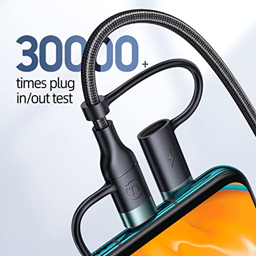 60 W PD USB C Multi-Functional Fast Charging Cable – 5-in-1 Nylon Braided Cord for Universal Compatibility with Laptops, Tablets, and Smartphones (4 FT, Grey) – Rapid Power Delivery with 3 A Fast Sync Technology