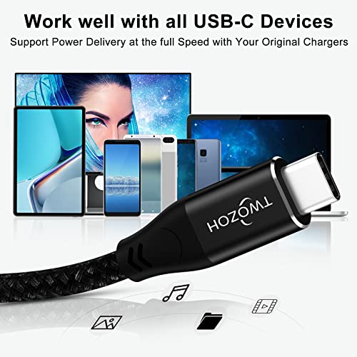 Twozoh 15 FT USB C to USB C 3.2 Gen 2 Cable 20 Gbps Data Transfer & 100 W Fast Charging – 4 K Video Output Dual-Pack for Ultimate Connectivity & Durability