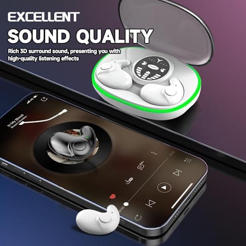 Invisible Sleep Headphones for Side Sleepers – Ultra-Comfortable Bluetooth 5.3 On-Ear Design with Advanced Noise Isolation and Crystal-Clear Audio Quality, Perfect for Restful Sleep and Relaxation, Featuring Dual LED Power Indicator for Easy Monitoring