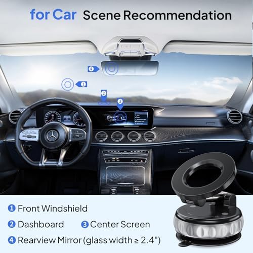 Ultimate 360° Adjustable Magnetic Car Phone Mount – High-Performance Vacuum Suction Holder for Enhanced Smartphone Stability and Safety – Sleek Black Design with Universal Compatibility for All Smartphone Models