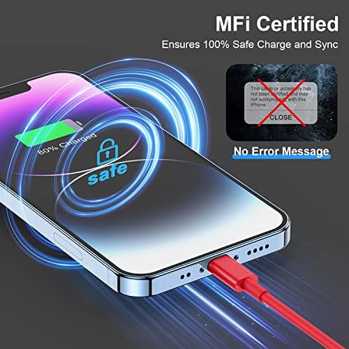 Blue Fast Charger Cable 2-Pack – 6 ft USB Type C to Lightning for i Phone 14/13/12 Pro Max, MFi Certified Charging Cord for Enhanced Speed & Compatibility – Durable Design for Everyday Use