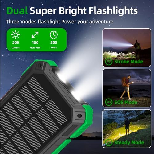 High-Capacity 49,800 m Ah Solar Power Bank with QC3.0 Fast Charging – Ultimate Wireless Portable Charger for Outdoor Adventures with Built-In Cables & Multiple Outputs for All Smartphones and Devices