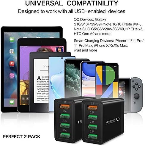 Elevate Your Charging Experience with Boxeroo Fast Charge 3.0 USB C Wall Charger – 4-Port Charging Adapter for Effortless Power on Galaxy and i Phone Devices – Compact, Reliable, and Compatible with Multiple Smartphones for Rapid Device Charging – Perfect for Home, Office, and Travel