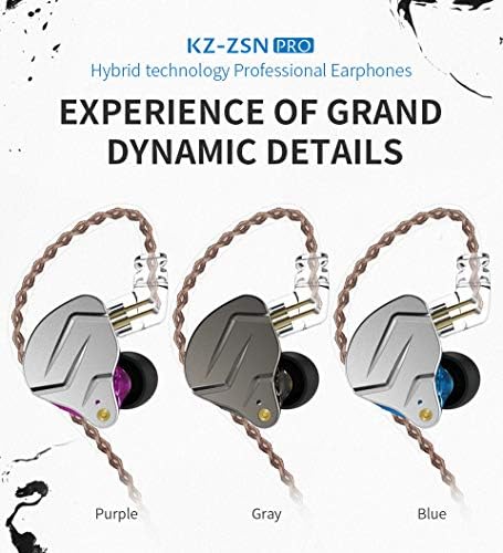 Elevate Your Listening Experience with erjigo KZ ZSN Pro Dynamic Hybrid Dual Driver In-Ear Earphones – Stylish Purple Design, Detachable Tangle-Free Cable, and Exceptional High-Resolution Audio for Musicians and Audiophiles