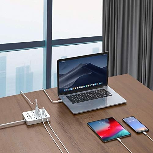 Ultimate Power Strip Surge Protector with 9 Outlets & 3 USB Ports – Fireproof Desktop Charging Hub with Space-Saving Flat Plug for Home & Office, 5 ft Extension Cord, Enhanced Safety & Speed for All Devices