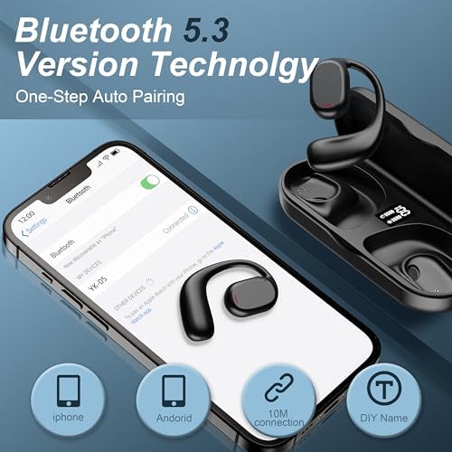 Revolutionary Open Ear Bone Conduction Headphones – Bluetooth V5.3 Wireless Waterproof Fitness Earphones with Fingerprint Touch Control for Active Lifestyle and Enhanced Surrounding Awareness (White) – Unmatched Comfort & Durability for Running, Cycling, and Workouts