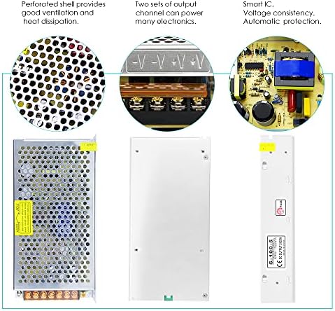 Aclorol 5 V 70 A Universal Power Supply – 350 W High-Efficiency AC to DC Transformer for LED Strips, CCTV Cameras, and Security Systems – Versatile Power Adapter with Rapid Switching Technology and Enhanced Compatibility for Optimal Device Performance
