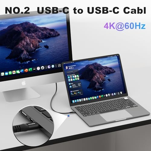 2-in-1 USB 3.1 C Cable 6 FT with Ethernet Adapter, Powerful 4-in-1 Cable, Supports 1Gbps Internet Transmission, 4K@60Hz Video Output, 100W Fast Charging and 10Gbps Data Transfer, Essential for Travel – Enhanced Compatibility and Speed