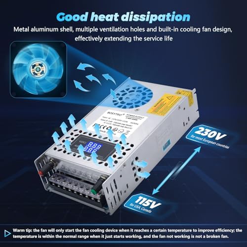 High-Performance 600 W Adjustable 24 V DC Power Supply with LED Display – Ultimate Versatile Switching Converter for 3 D Printers, CCTV Systems, and Lab Equipment – Dual Input (AC 110 V/220 V) with Multiple Output Options (5 V, 10 V, 12 V, 24 V) for Enhanced Compatibility and Efficiency