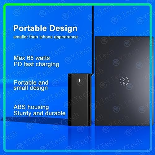 Dell 65 W USB-C Laptop Charger – High-Speed Replacement for XPS, Chromebook, Latitude, and Inspiron Models – Dual Compatibility for Home and Office Use – Enhanced Power Delivery (PD 3.0) for Efficient Charging – Ideal AC Adapter for Work and Travel