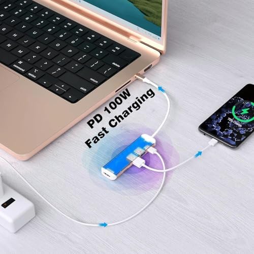 Maximize Your Device Connectivity with Our 7-in-1 USB C Hub to HDMI Adapter – High-Speed Multi-Port Dongle for Mac Book Pro, i Pad Pro, Surface & More – 4 K HDMI Output, 100 W Power Delivery, USB 3.0/2.0, SD/TF Card Readers for Effortless Data Transfer and Enhanced Productivity – Ideal for Professionals & Creatives Seeking Reliable Performance and Seamless Multi-Device Integration