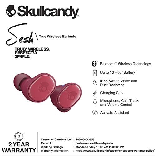 Skullcandy Sesh True Wireless Earbuds in Indigo – Premium Bluetooth In-Ear Headphones for Active Lifestyles with 10-Hour Battery Life and Sweat Resistance, Ideal for Music Lovers and Professionals