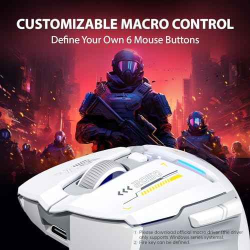 INPHIC IN9 Wireless Gaming Mouse – Versatile Tri-Mode Connectivity (Bluetooth, Type-C, 2.4 GHz), 10,000 DPI Precision, RGB Backlit Customization, Ergonomic Design for Ultimate Comfort, Fully Programmable for Gamers and Professionals on PC, Laptop, and Mac