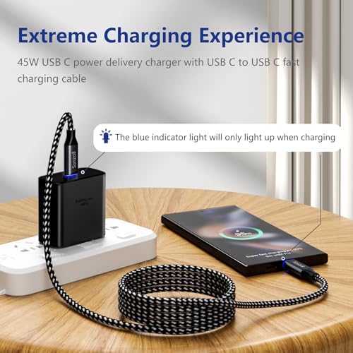 Dual Pack 45 W USB-C Super Fast Charger with 6.6 ft Cables – Premium PD/PPS Wall Charging Blocks for Samsung Galaxy S25/S24/S23/Note10 & Tab S9/S8 – Reliable, Efficient, Travel-Friendly Power Solution for Android Devices