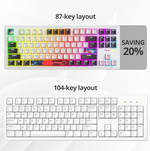 Transform Your Gaming Setup with the 75% Monster B Wired Mechanical Keyboard – 82 Keys, Gasket Mount Design, Hot-Swappable White Switches, RGB Lighting, Programmable Features for Mac/Windows – Unmatched Speed and Comfort for Gamers and Professionals