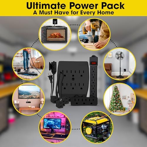 Comprehensive 7-Piece Multi-Outlet Power Management Kit – Versatile 6 Outlet Power Strip, Dual Outlet Extenders, 5 Ft Indoor Extension Cord & 3 Prong Adapters for Enhanced Compatibility – Essential Home & Office Surge Protection Solution in Sleek White Design