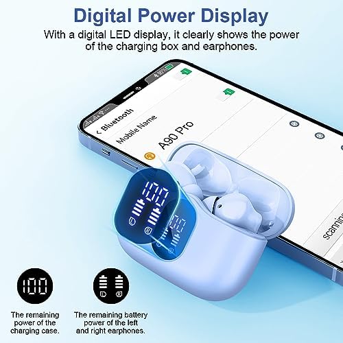 Btootos Ultra-Durable Bluetooth 5.4 Wireless Earbuds – Immersive Bass Sound with Noise-Cancelling Mic, IP7 Waterproof Design for Active Lifestyles, 36-Hour Playtime with LED Battery Display, Bold Yellow for a Striking Audio Experience
