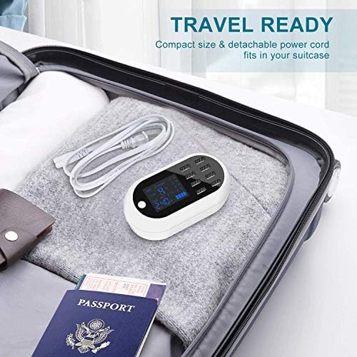 Revolutionary 8-Port USB Charging Hub with Intelligent LCD Display – 60 W/12 A Fast Multi-Device Power Station for Smartphones, Tablets, and Gadgets – Compact and Travel-Friendly Charging Dock for Enhanced Compatibility and Instant Status Updates