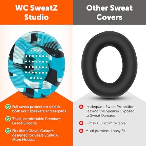 Upgrade Your Beats: WC Sweat Z Studio Earpad Covers for Studio 2 & 3 | Revolutionary Sweatproof Design, Effortlessly Washable, Perfect Fit | Unmatched Protection for Headphones & Enhanced Comfort