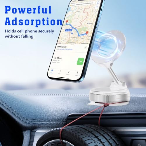 Magnetic Suction Phone Holder,Kitchen Cell Phone Holder,Car Suction Cup Vacuum Magnetic Phone Hholder,Multi-Scene Applicable Cell Phone Holder for iPhone (Black) – Enhanced Compatibility and Speed