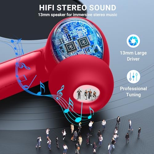 Elevate Your Audio Experience with Aoslen Wireless Earbuds – 2024 Hi-Fi Stereo Headphones Featuring 4 ENC Noise-Canceling Microphones, 42-Hour Playtime & Bluetooth 5.3 Connectivity – Perfect for Android & i OS Users, Sleek Design with LED Power Display for Ultimate Convenience