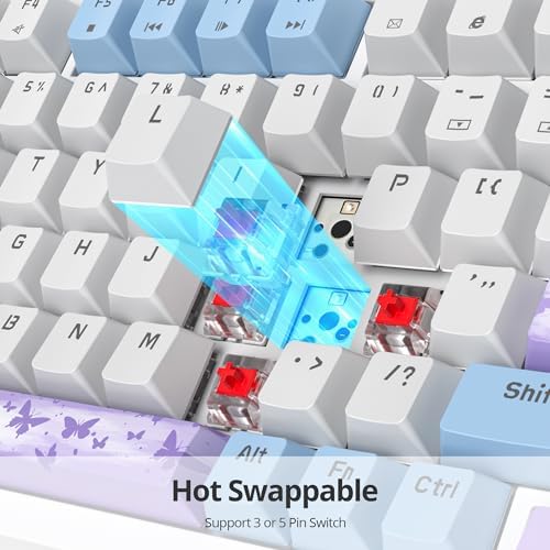 Transform Your Gaming Setup with the 75% Monster B Wired Mechanical Keyboard – 82 Keys, Gasket Mount Design, Hot-Swappable White Switches, RGB Lighting, Programmable Features for Mac/Windows – Unmatched Speed and Comfort for Gamers and Professionals