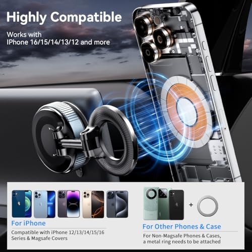 Revolutionary Electric Vacuum Suction Car Phone Holder – 360° Rotating Magnetic Mount for Ultimate Flexibility – Adjustable Stand for i Phone 12-16 Series – Unmatched Stability with Strong Suction for Safe Driving and Navigation – Hands-Free Convenience for Every Journey