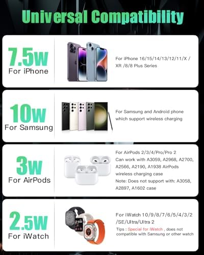 Optimized 3-in-1 Wireless Charging Station for Apple Devices – Fast and Efficient Charger for i Phone 11-16, Apple Watch & Air Pods – Sleek Multi-Device Dock with Enhanced Safety Features for Tangle-Free Power Solutions