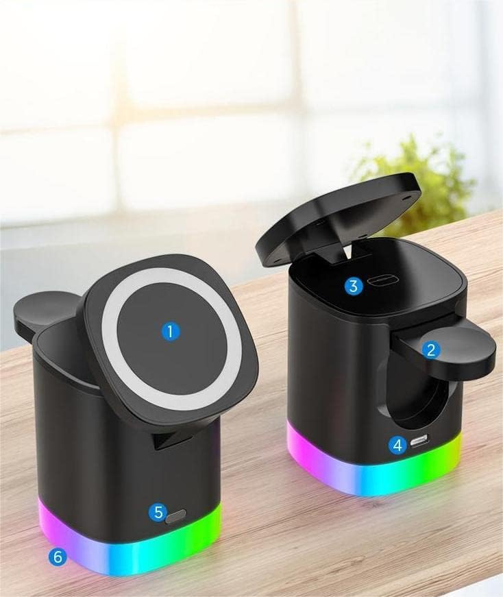 Revolutionary 3-in-1 Wireless Charging Station with QC3.0 Fast Charge Technology – Compact Black Cube for i Phones, Smartwatches, and Earbuds with Intelligent Overheat Protection and Anti-Slip Design for Effortless Home and Office Integration