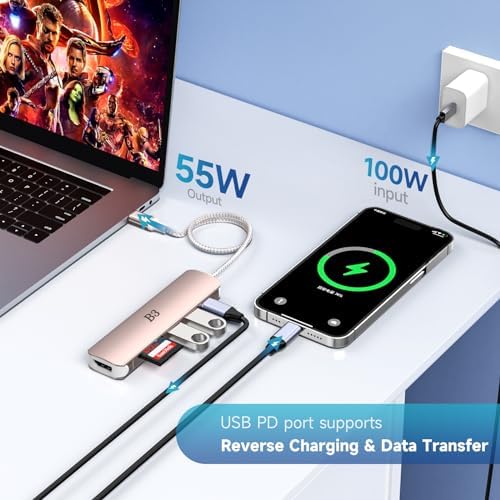 Maximize Your Device Connectivity with Our 7-in-1 USB C Hub to HDMI Adapter – High-Speed Multi-Port Dongle for Mac Book Pro, i Pad Pro, Surface & More – 4 K HDMI Output, 100 W Power Delivery, USB 3.0/2.0, SD/TF Card Readers for Effortless Data Transfer and Enhanced Productivity – Ideal for Professionals & Creatives Seeking Reliable Performance and Seamless Multi-Device Integration