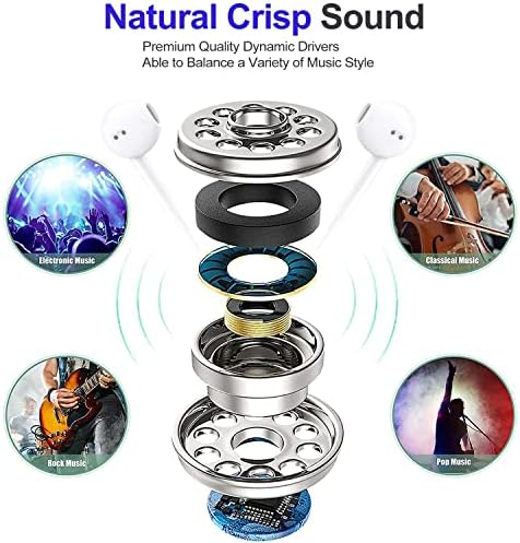 High-Fidelity 6 Pack Wired Earbuds – Immersive Heavy Bass Headphones with Superior Noise Isolation for i Phone, Android, and Laptops – Ergonomic In-Ear Design for All-Day Comfort and Crystal-Clear Sound – Perfect for Commuters, Fitness Enthusiasts, and Music Lovers