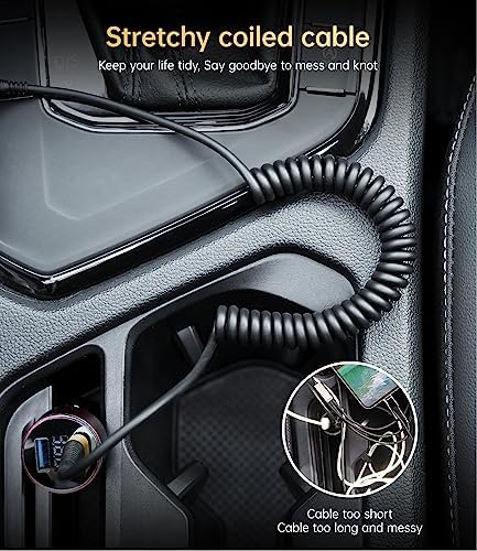 Coiled USB C to USB C Charger Cable 2-Pack (3 FT) – Fast Charging for i Phone 16/15/15 Pro/15 Plus/15 Pro Max & Samsung Galaxy S23 – Tangle-Free Design for Effortless Use in Car or Home – Durable, Flexible Power Solution for All USB C Devices