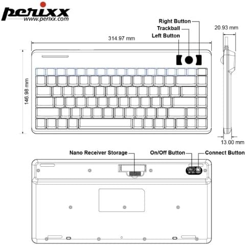 Revolutionize Your Workspace with the Perixx PERIBOARD-505 H Wired Mini Keyboard – Compact Design Featuring Integrated 0.55-Inch Trackball and Dual USB Hubs for Enhanced Productivity and Ergonomic Comfort, Perfect for Home or Office Use