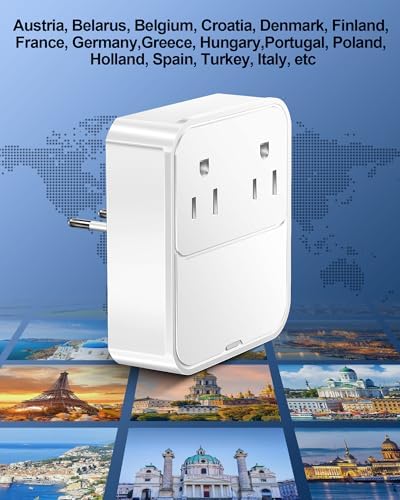 Compact European Travel Adapter with 30 W USB-C Quick Charge – Dual AC Outlets & Versatile USB Ports for Effortless Device Connectivity in Germany, Spain, Italy, France – Ultimate Power Solution for Global Explorers and Business Travelers