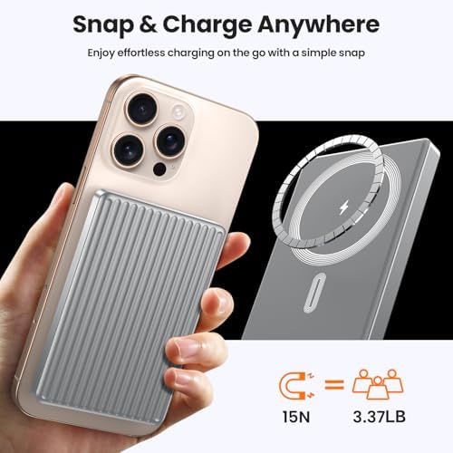 Magnetic 10000 m Ah Ultra-Slim Power Bank – 20 W Rapid Wireless Charger for i Phone 12/13/14/15 Pro Max – Compact & Lightweight Design with Enhanced Safety – Ideal for Quick On-the-Go Charging Solutions
