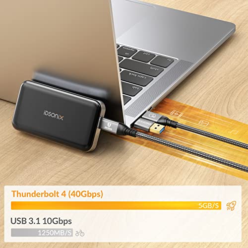 Experience Unmatched Speed and Versatility with i Dsonix Thunderbolt 4 Cable – 1.65 Ft Thick Braided USB-IF Certified Cable for 40 Gbps Data Transfer, 8 K@60 Hz Video Output, and 100 W Fast Charging for Mac Book, i Pad, and More – Optimal Performance for Multi-Device Connectivity and Enhanced Reliability