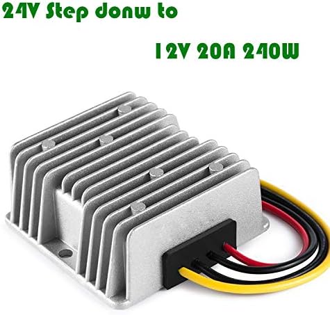 High-Efficiency Waterproof DC 24 V to 12 V Voltage Buck Converter – 20 A, 240 W Transformer for Automotive and Industrial Applications – Reliable Power Module with Enhanced Safety Features and Versatile Compatibility for Golf Carts and Forklifts