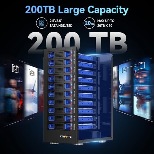 Sleek Aluminum Dual Bay Hard Drive Enclosure with Cooling Fan for 2.5”/3.5” SATA HDD/SSD – Tool-Free USB A/C 3.0 External Storage, Hot-Swappable, Daisy Chain Expansion – Ultimate Data Solution for Professionals and Casual Users