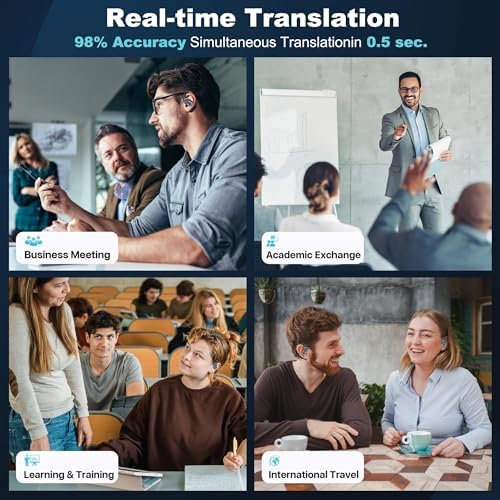 Transform Your Global Communication with AI-Enhanced 3-in-1 Translation Earbuds: Real-Time Language Translator with Superior Sound, 80-Hour Battery Life, and Noise-Cancelling Design – Ideal for Travelers, Professionals, and Language Learners – Subscription-Free Convenience in Sleek White Finish