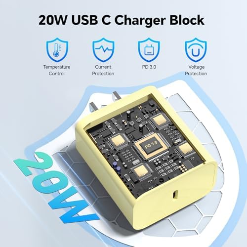 Premium 10 FT Fast Charging Type C Charger Set – 20 W USB C Cable Trio for i Phone 15/16 Pro/Max/Plus & i Pad Pro – Vibrant Blue, Yellow, Purple – Universal Compatibility & Rapid Power Delivery for On-the-Go Charging Solutions