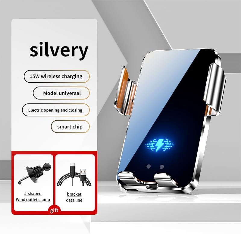 15 W Fast Wireless Car Charger Mount with Auto Clamping – Smart Charging Solution for i Phone 16/15/14/13/12 Pro Max & Samsung Galaxy S24/S23/S22 – Versatile 2-in-1 Design for Safe Driving & Convenient Navigation – Adjustable Viewing Angle – Qi-Compatible for Optimal Performance – Ideal for Any Phone Case Under 6 mm Thickness – Built-in Battery for Wireless Operation Up to 500 Uses – Tangle-Free Experience for Effortless Connectivity and Safety on the Road