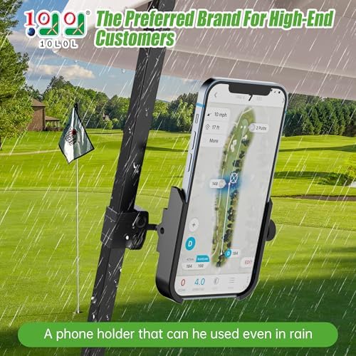 Universal Golf Cart Phone Holder for i Phone & Samsung – 360-Degree Rotatable Alloy Mount for Yamaha, EZGO, and Club Car – Effortless Installation & Enhanced Device Security for Seamless Navigation on the Course