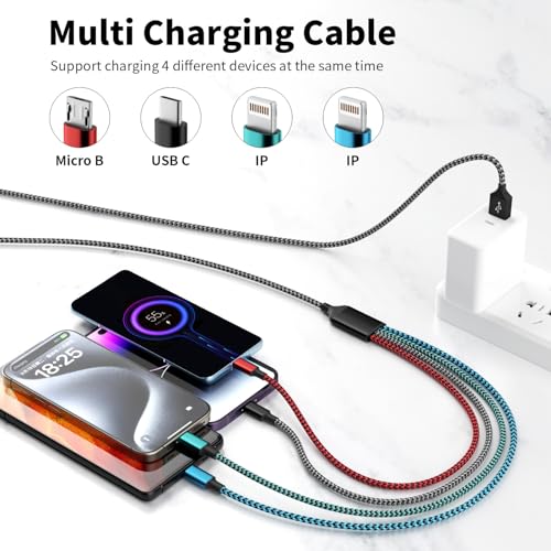 Revolutionary 240 W USB C to Lightning Multi-Charging Cable – 5 FT 4-in-1 Design with Integrated LED Indicator for i Phone 16/15/14/13, Laptops, and More – Ultimate Fast Charging Solution with Enhanced Compatibility for All Devices