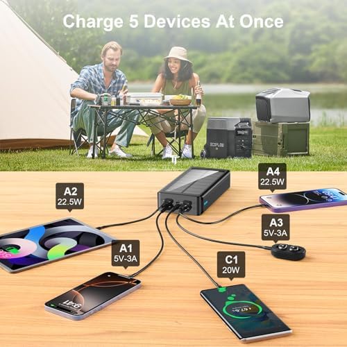 High-Capacity 66800 m Ah Solar Power Bank – Ultra-Fast QC3.0 Portable Charger with 5 USB Outputs, Dual Input Ports & Versatile 32 LED Flashlight Modes for Smartphones, Tablets & Outdoor Adventures – Ideal for Camping, Hiking & Emergency Preparedness