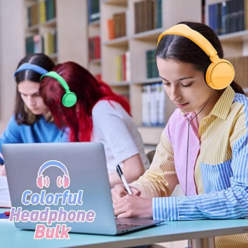 Bulk 24 Pack Colorful Wired Headphones for Classroom Use – Durable and Comfortable Audio Solution for Students, Perfect for Engaging Learning and Group Activities, Ideal Gift Choice for Educational Environments