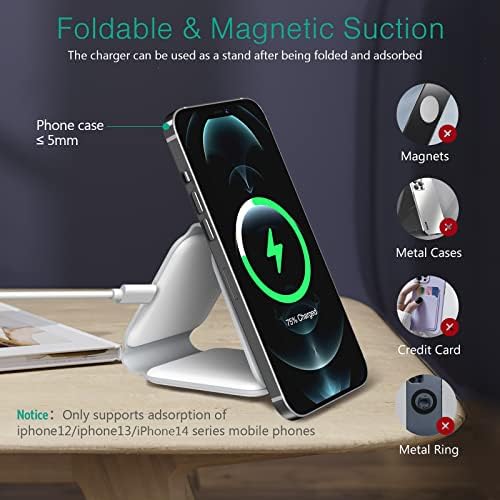 Versatile 3-in-1 ORIA Wireless Charging Hub with Night Light – Efficient and Fast Charging Station for i Phone 14/13/12/11/Pro/Max and Apple Watch – Compact Foldable Design for Seamless Travel and Home Use – Ideal for Bedside and Office Setup