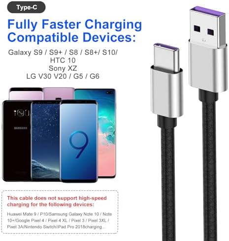 Cyven Premium 3 ft USB Type C Cable Duo Pack – Fast Charge & Data Transfer Cord, Durable TPE Construction, Compatible with Samsung Galaxy A Series, LG V Series, and More – Stylish Pink Design for Enhanced Performance and Versatility