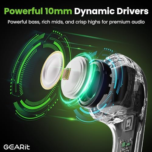 Elevate Your Audio Adventure with GEARit True Wireless Bluetooth Earbuds – Unmatched 22-Hour Playtime & Advanced Active Noise Cancellation for Crystal Clear Sound – Ergonomically Engineered for Comfort with Smart Touch Controls and Bluetooth 5.4 for Seamless i Phone & Android Integration – Perfect for Daily Travel, High-Intensity Workouts, and Home Listening – Experience Freedom and Quality in Every Beat!